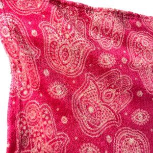 Pink Polyester Hamsa Patterned Throw Blanket